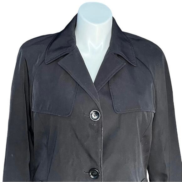 Calvin Klein black water resistant trench coat size Large button closure - Picture 3 of 14